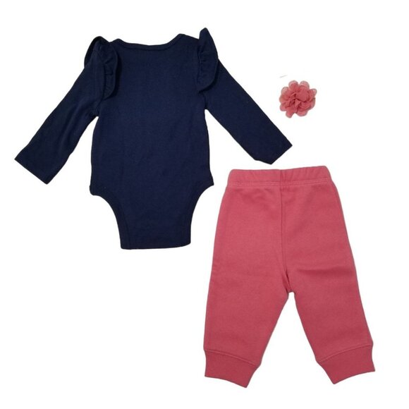 NWT JUMPING BEANS 3 PIECE SET BODYSUIT SWEATPANTS AND HEADBAND Baby Size 3M - Picture 2 of 9